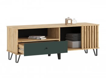 Тумба ТВ (1500) Роджина крафт/изумрудный (Миф) в Верхнем Тагиле - verhnij-tagil.mebel-e96.ru