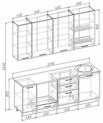 Кухонный гарнитур Бланка 2200 мм (Санвут) в Верхнем Тагиле - verhnij-tagil.mebel-e96.ru