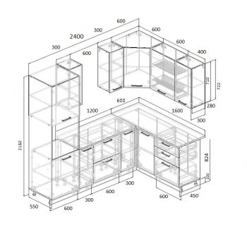 Угловой кухонный гарнитур Роза 2400*1600 мм Sanvut в Верхнем Тагиле - verhnij-tagil.mebel-e96.ru