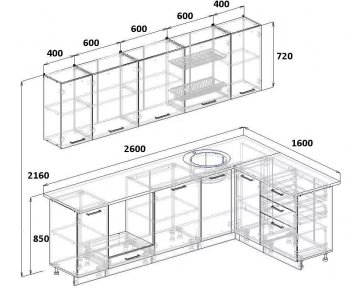 Угловой кухонный гарнитур Элеганция 2600*1600 мм Sanvut в Верхнем Тагиле - verhnij-tagil.mebel-e96.ru