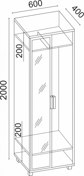 Шкаф 600 с зеркалом West (Риннер) в Верхнем Тагиле - verhnij-tagil.mebel-e96.ru