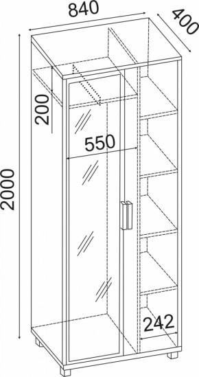 Шкаф 800 с зеркалом West (Риннер) в Верхнем Тагиле - verhnij-tagil.mebel-e96.ru