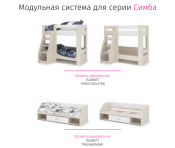 Набор детской мебели Симба дуб-белый глянец (СтендМ) в Верхнем Тагиле - verhnij-tagil.mebel-e96.ru