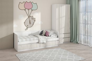 Кровать Соната 900 белый/крафт белый (Зарон) в Верхнем Тагиле - verhnij-tagil.mebel-e96.ru