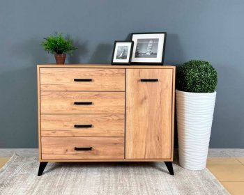 Комод-Тумба (1дв,4ящ) SVETLANA LOFT, дуб золотой (Генезис) в Верхнем Тагиле - verhnij-tagil.mebel-e96.ru