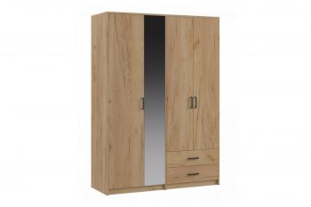 Шкаф 1500 мм  4-х ств. с зеркалом 2 ящ. SVETLANA LOFT, дуб золотой (Генезис) в Верхнем Тагиле - verhnij-tagil.mebel-e96.ru