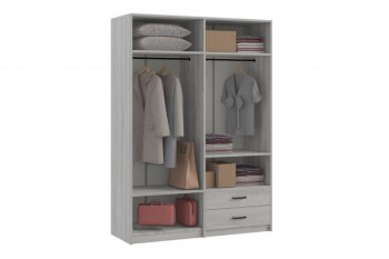 Шкаф 1500 мм  4-х ств. с зеркалом 2 ящ. SVETLANA LOFT, сосна белая (Генезис) в Верхнем Тагиле - verhnij-tagil.mebel-e96.ru