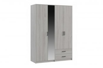 Шкаф 1500 мм  4-х ств. с зеркалом 2 ящ. SVETLANA LOFT, сосна белая (Генезис) в Верхнем Тагиле - verhnij-tagil.mebel-e96.ru