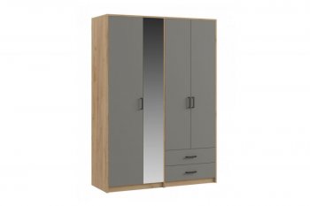 Шкаф 1500 мм  4-х ств. с зеркалом 2 ящ. SVETLANA LOFT, Дуб золотой/Серый (Генезис) в Верхнем Тагиле - verhnij-tagil.mebel-e96.ru