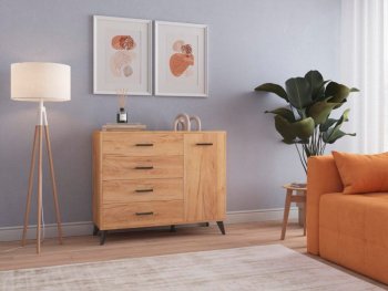 Комод-Тумба (1дв,4ящ) SVETLANA LOFT, дуб золотой (Генезис) в Верхнем Тагиле - verhnij-tagil.mebel-e96.ru