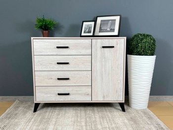 Комод-Тумба (1дв,4ящ) SVETLANA LOFT, сосна белая (Генезис) в Верхнем Тагиле - verhnij-tagil.mebel-e96.ru