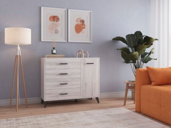 Комод-Тумба (1дв,4ящ) SVETLANA LOFT, сосна белая (Генезис) в Верхнем Тагиле - verhnij-tagil.mebel-e96.ru