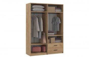 Шкаф 1500 мм  4-х ств. с зеркалом 2 ящ. SVETLANA LOFT, дуб золотой (Генезис) в Верхнем Тагиле - verhnij-tagil.mebel-e96.ru