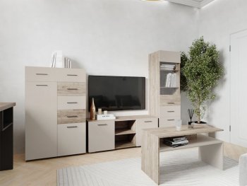 Стенка Турин крафт серый/кашемир, модульная (ВВР) в Верхнем Тагиле - verhnij-tagil.mebel-e96.ru