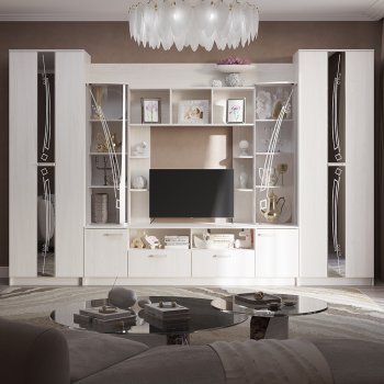 Стенка Венеция ясень белый (БТС) в Верхнем Тагиле - verhnij-tagil.mebel-e96.ru